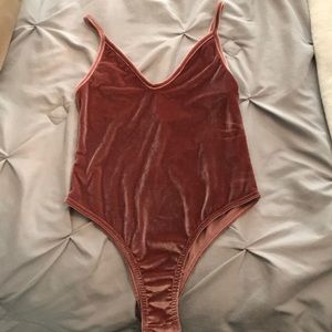 pink velvet bodysuit